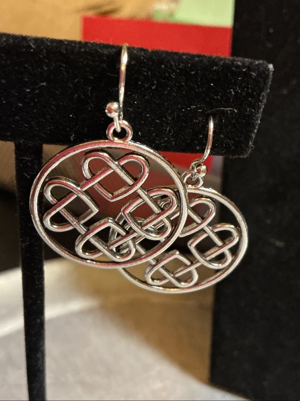 Sterling-Style Silver Celtic Knot Drop Earrings for Women